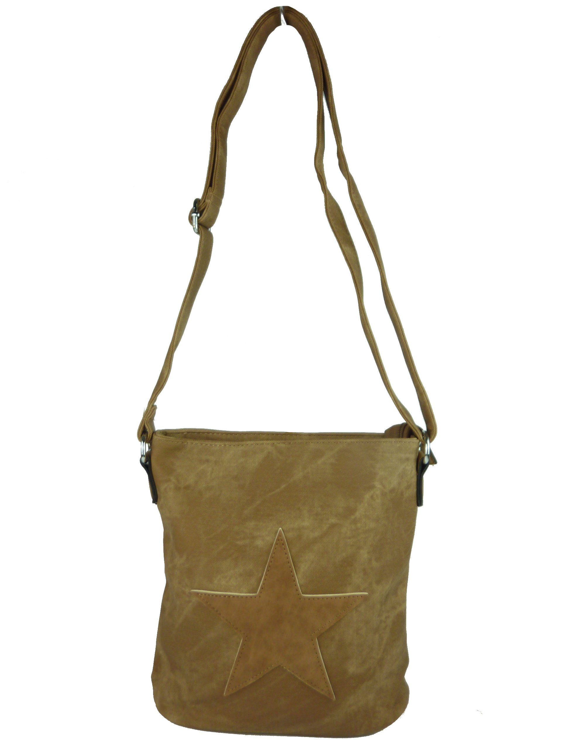 Taschen4life Umhängetasche kleine Damen Tasche 8395 / Schultertasche mit Stern, verstellbarer Trageriemen (Schultertasche), crossover tragbar
