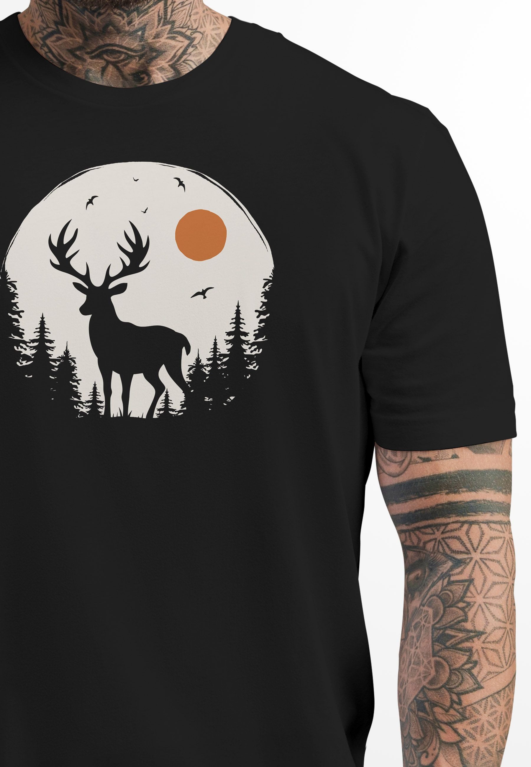 Neverless Print-Shirt Herren T-Shirt Frontprint Hirsch günstig online kaufen