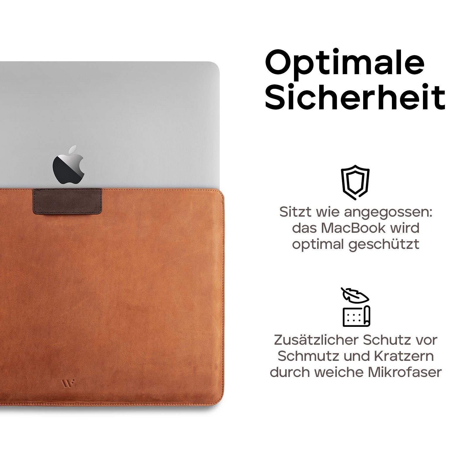 wiiuka Laptop-Hülle sliiv SNAP MORE MacBook Air 13“ Tasche Leder, Ledertasche Handgefertigt - Echt Leder, Premium Qualität