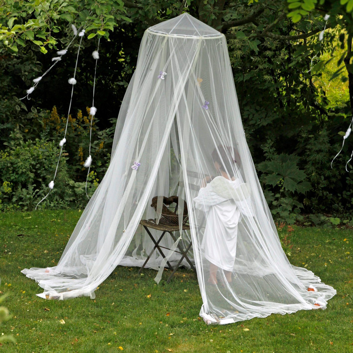 Hoberg Moskitonetz Insekten-Baldachin weiß, Mücken Einzel- Fliegengitter und Doppelbetten 60x1200x250cm Schutz