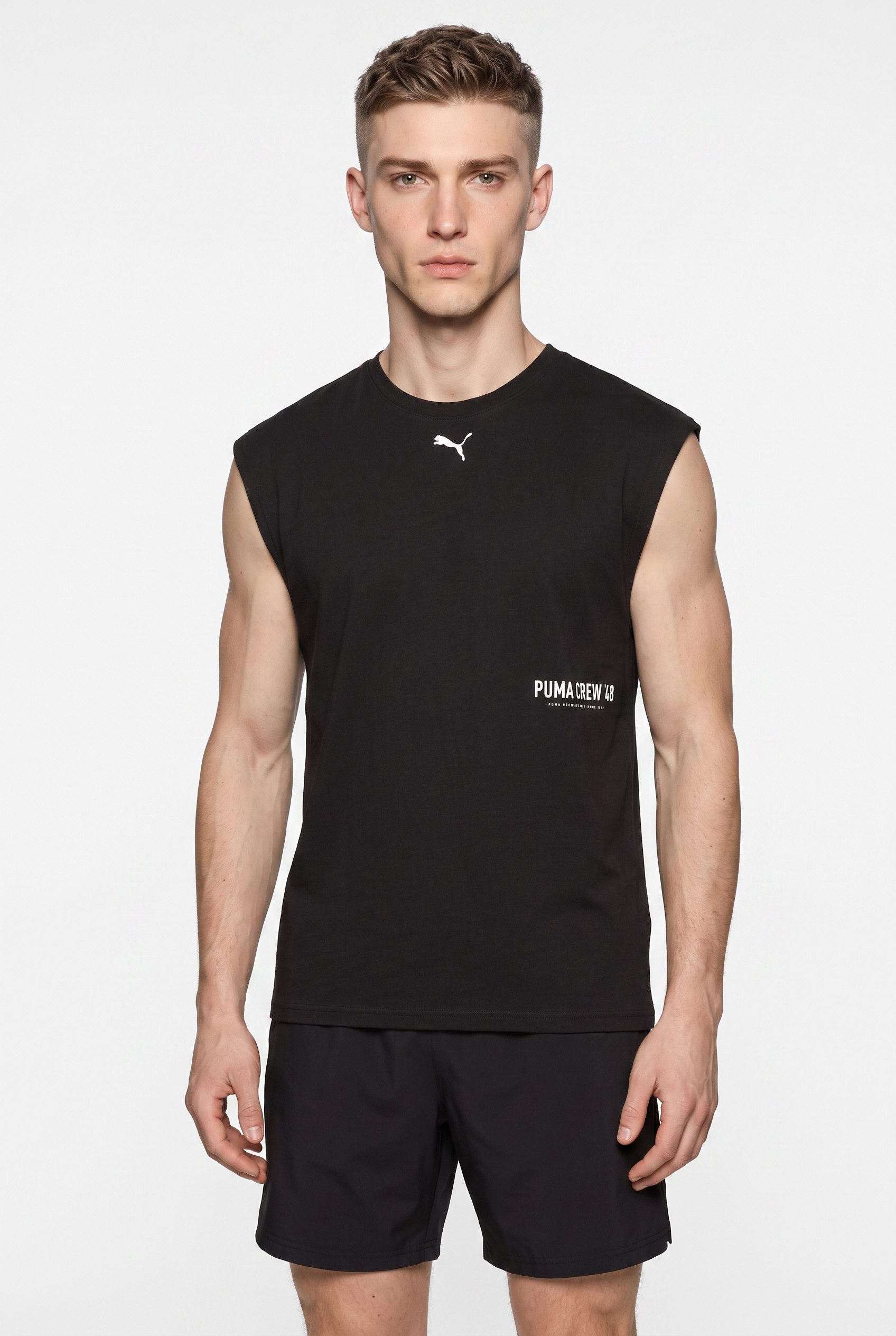 PUMA Trainingsshirt M GRAPHIC CUTOFF TANK Regular Fit, atmungsaktiv, schnell trocknend, Rundhalsausschnitt