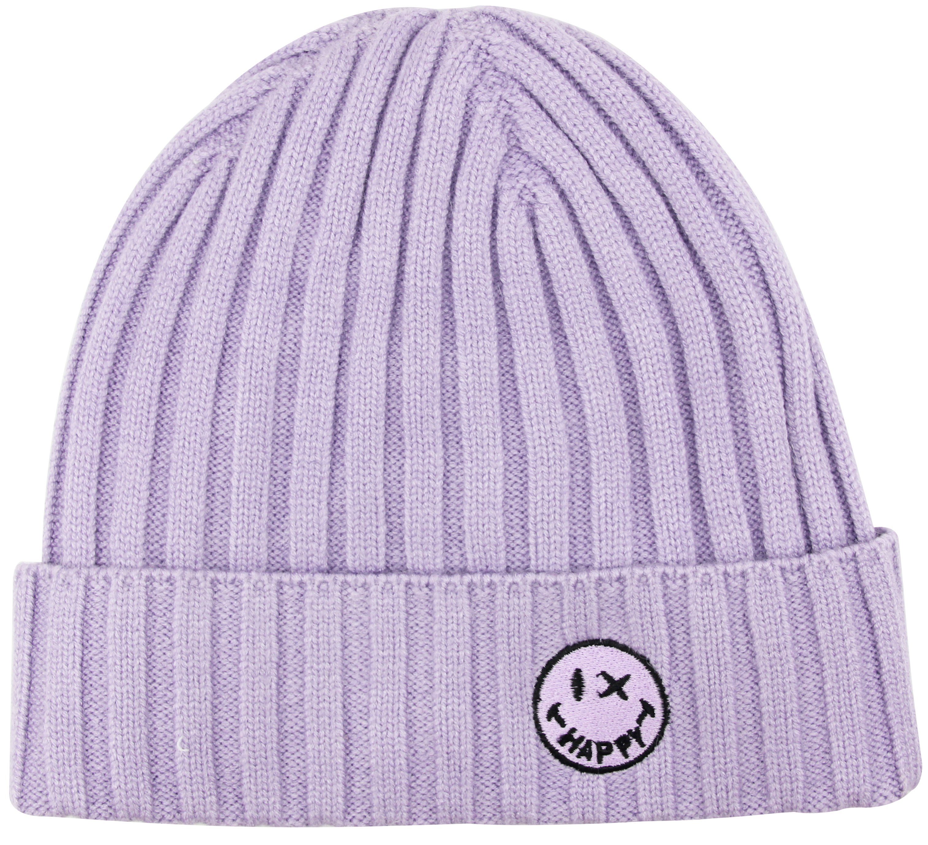 Frentree Strickmütze M2022SM Strickmütze gefüttert mit warmem Innenfutter, One-Size Beanie Violett