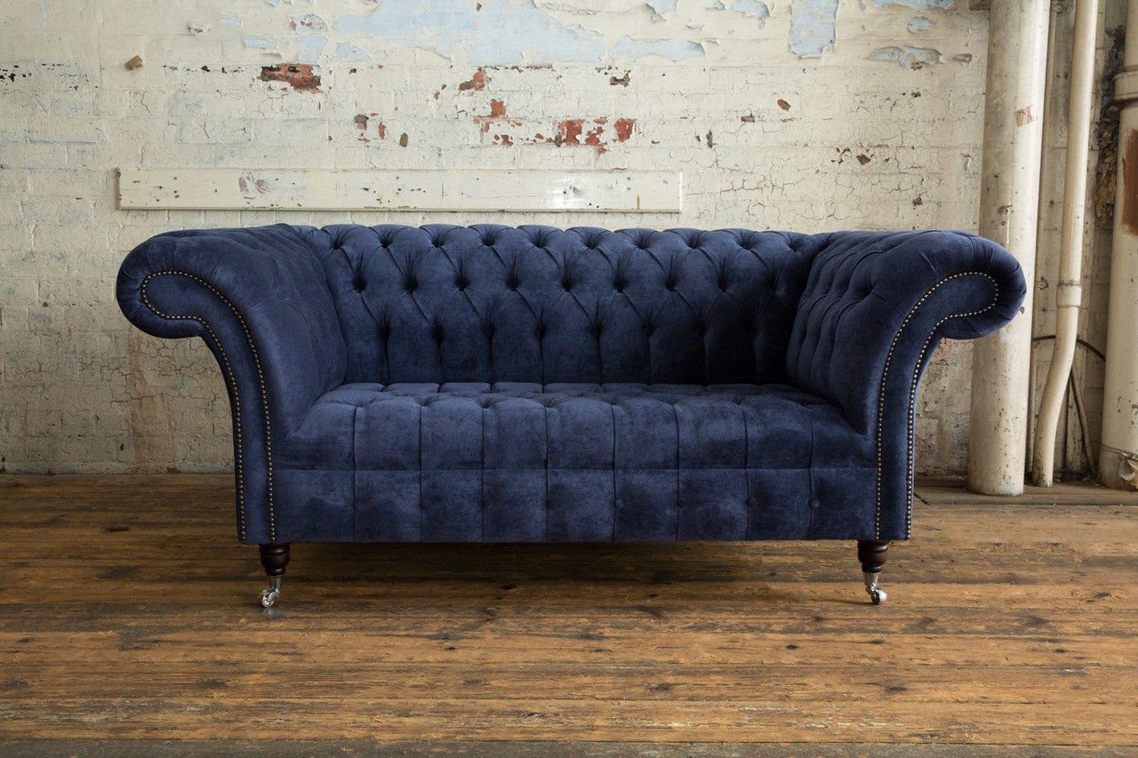 JVmoebel Chesterfield-Sofa, Chesterfield Stoffsofa Couch Polster designer 2 Sitzer Textil Sofa