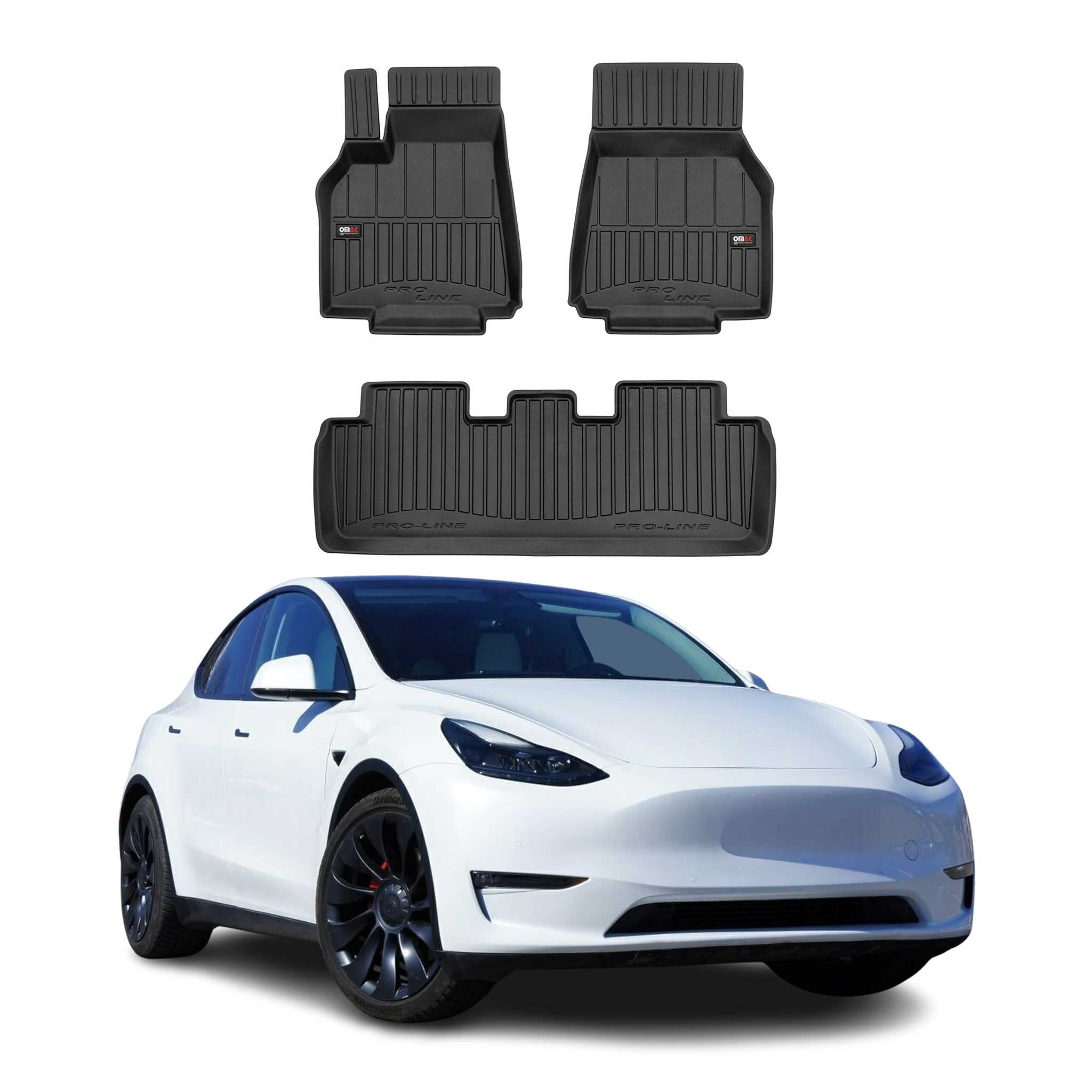 OMAC Auto-Fußmatten für Tesla Model Y 2020-2024 Schwarz Automatten 3 tlg (3 St), für Tesla Model Y 2020-2024 Tesla Model Y 2020-2024, Antirutsch,Wasserfest,Einfache Installation