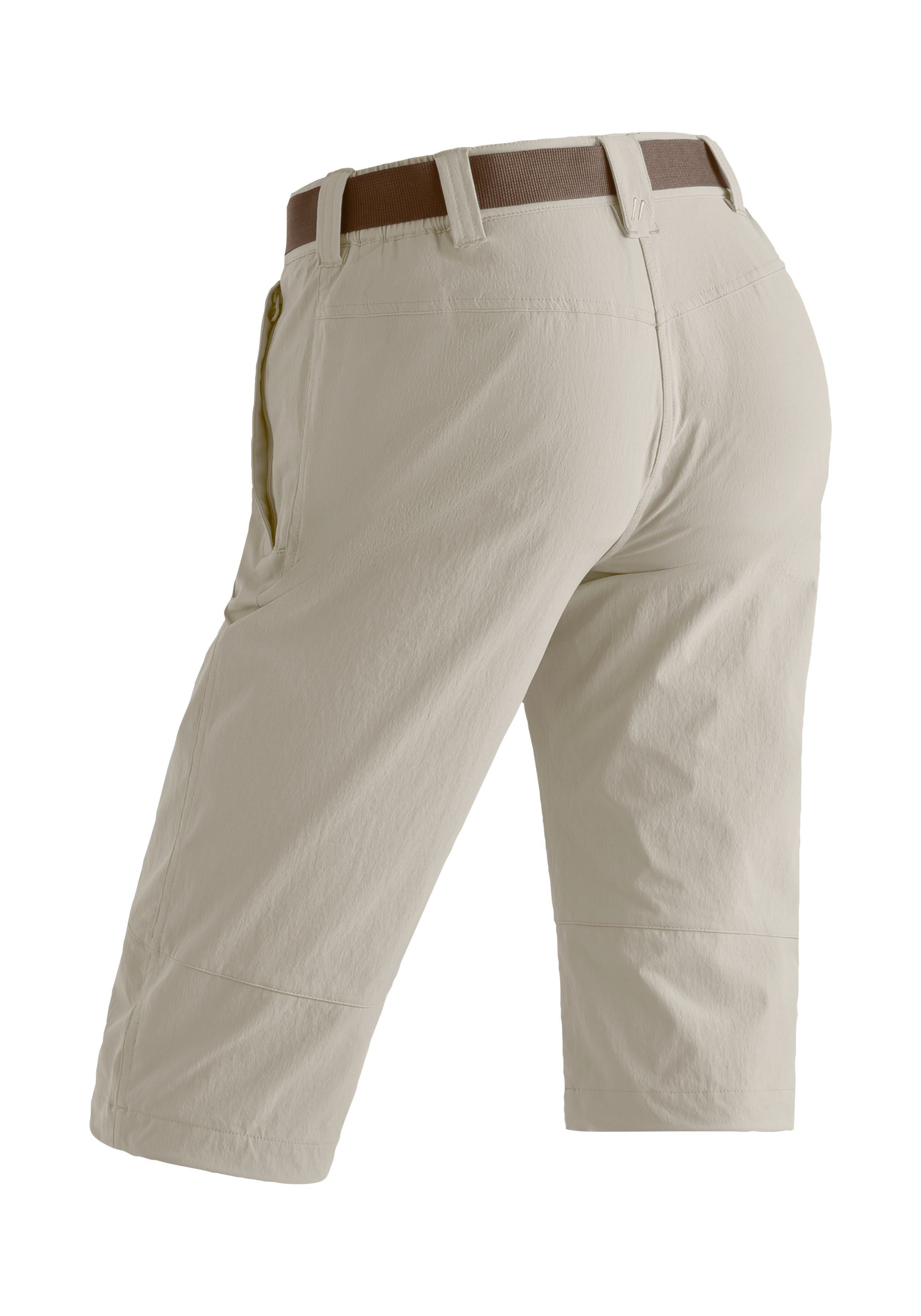 Maier Sports Caprihose Kluane kurze Wanderhose, Outdoor-Hose Damen atmungsaktive beige