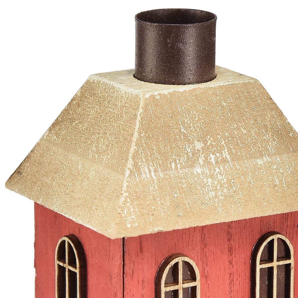 Florists Products Kerzenhalter Kerzenhalter Haus Holz Rot Stabkerzenhalter Weihnachten Deko, 2 Stück