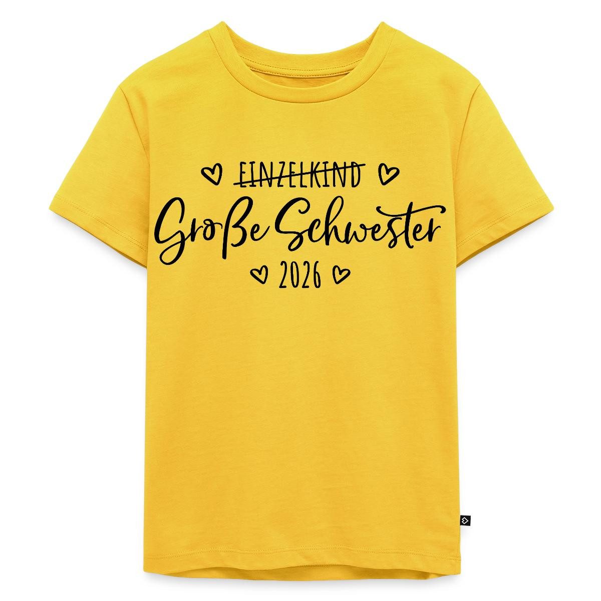 T-Shirt Große Schwester 2026 Einzelkind Ende Herz Kinder Premium T-Shirt