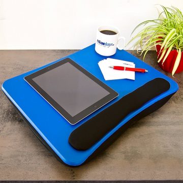 relaxdays Laptop Tablett 2 x Laptopkissen mit Handauflage Blau, Faserplatte