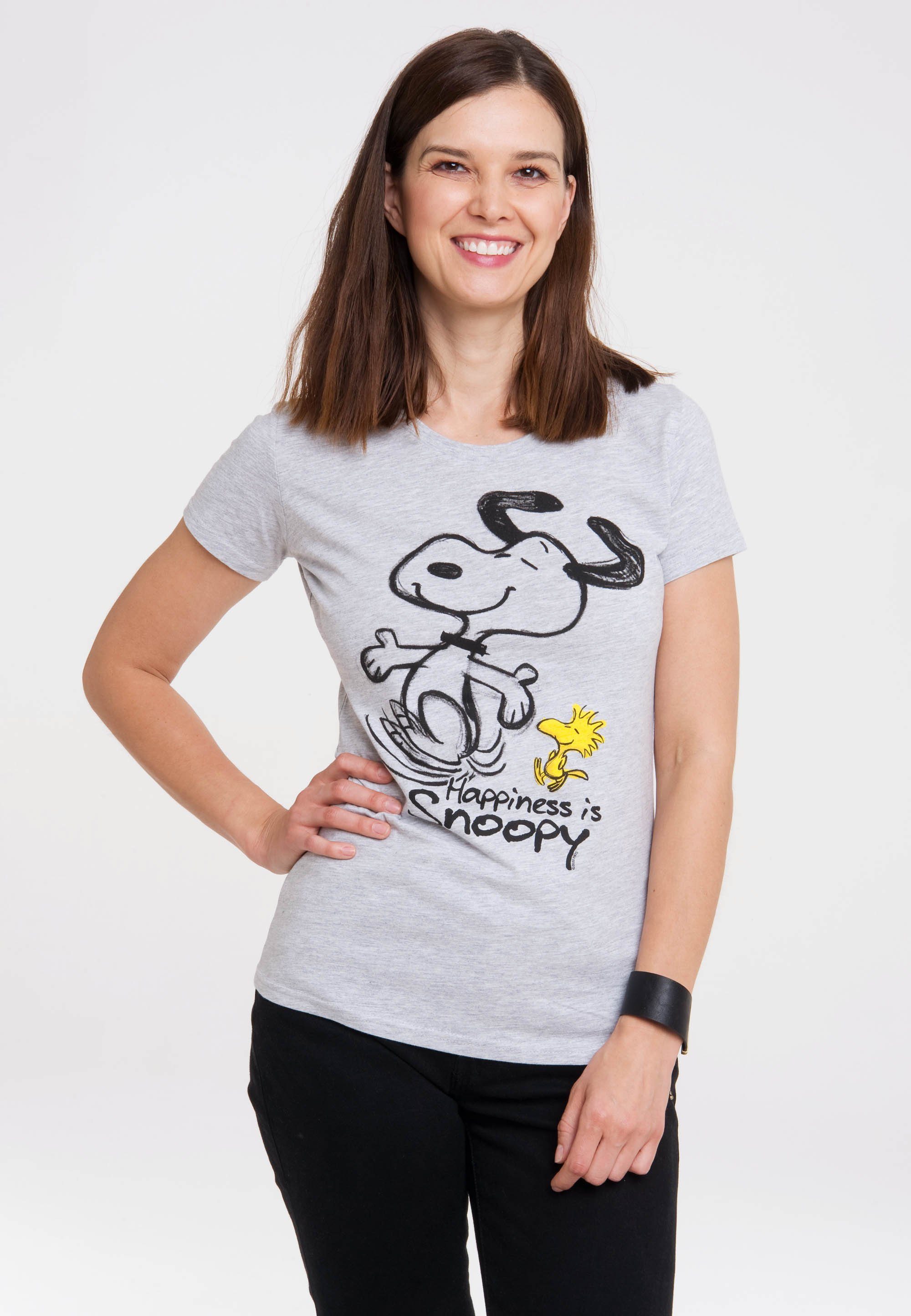 LOGOSHIRT T-Shirt Snoopy & Woodstock Happiness Print