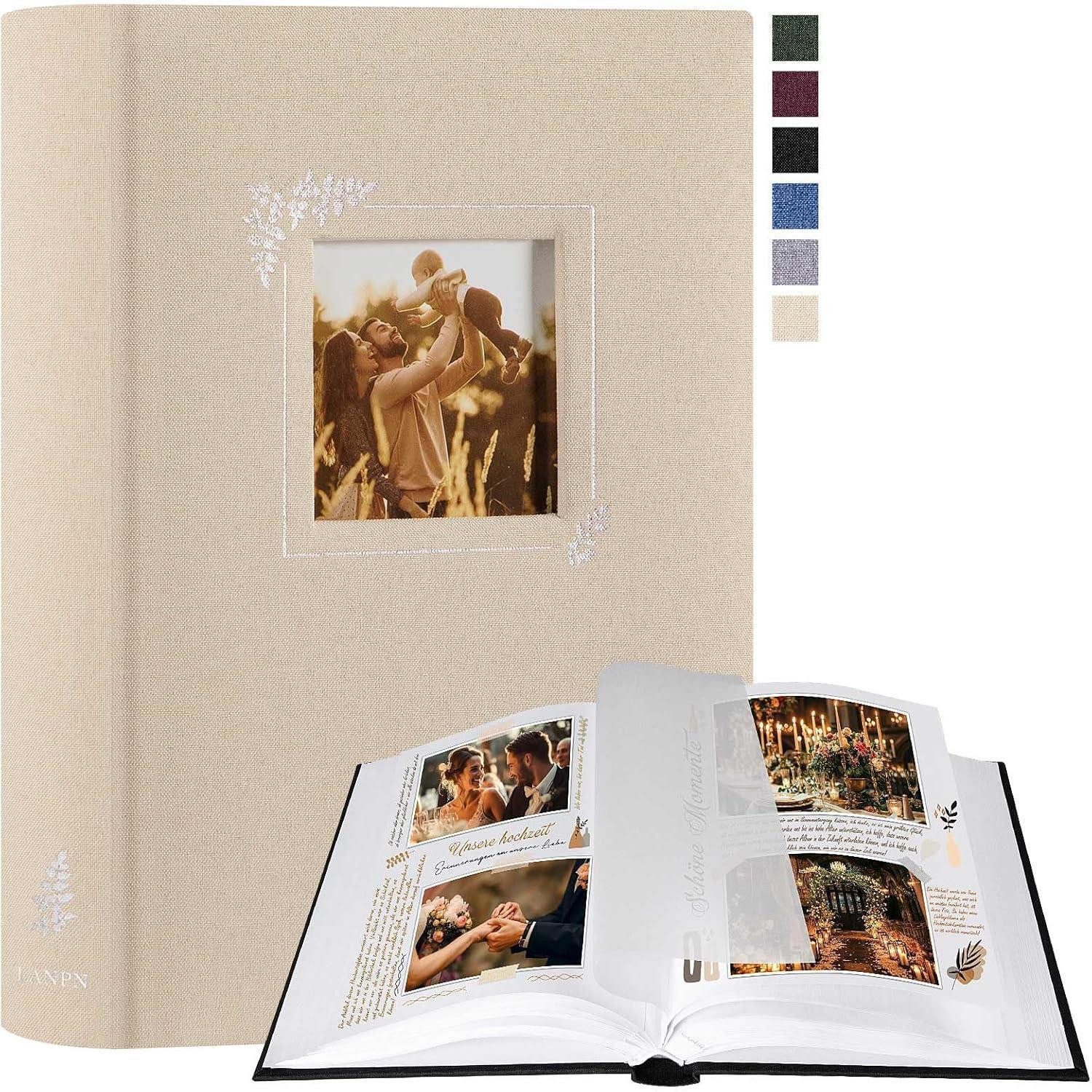 LuxusKollektion Fotoalbum Fotoalbum Selbstgestalten Leinen 19x27cm, 60 Seiten Beige