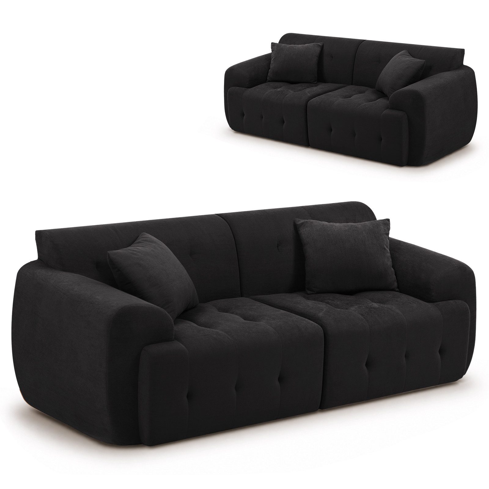 COMHOMA Sofa Ecksofa, Modulares Sofa, 2 Sitzer Bodensofa Couch mit Kissen Armlehne, für Wohnzimmer, vakuumverpackt