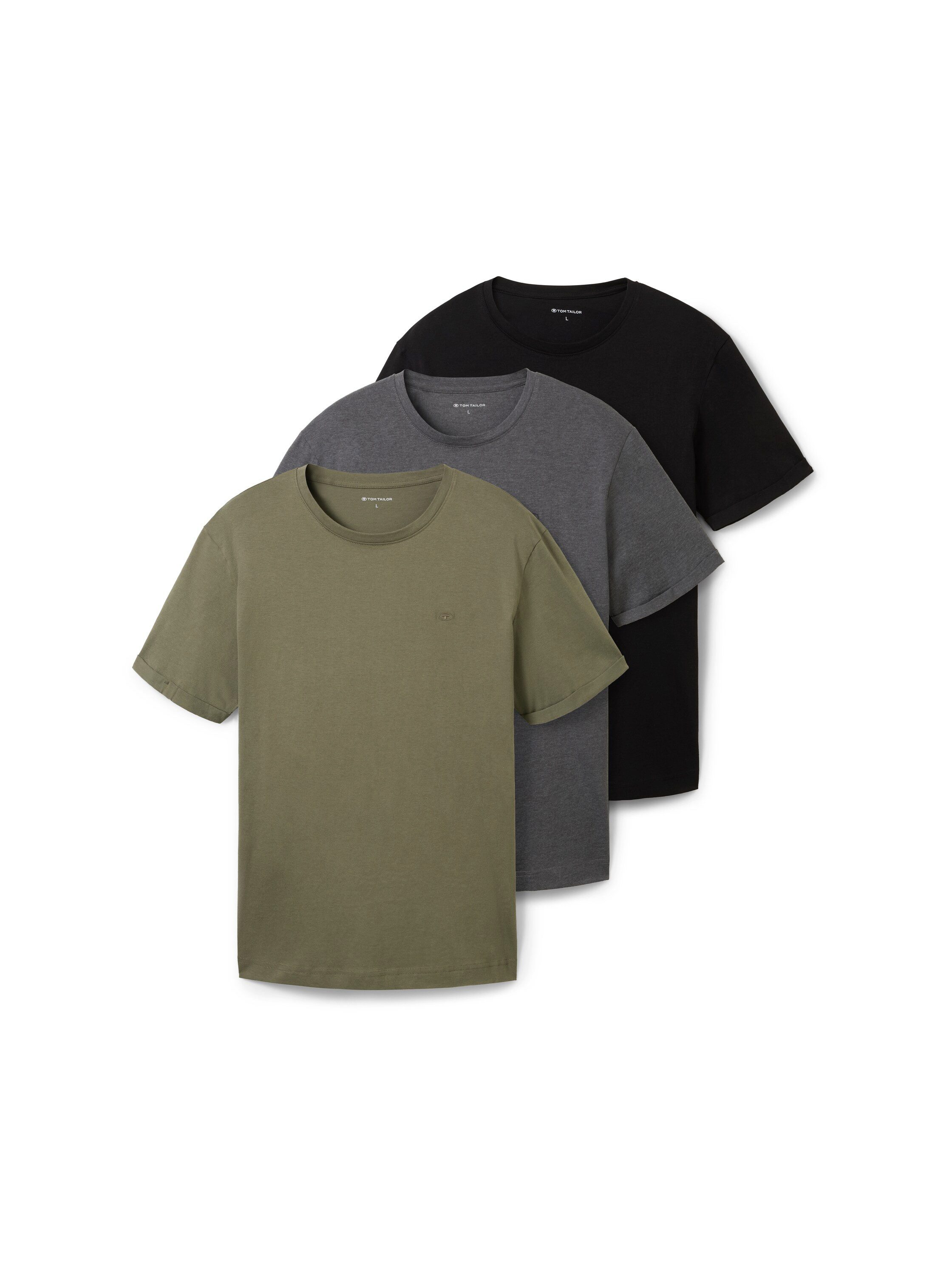 TOM TAILOR T-Shirt (Packung, 3-tlg) mit günstig online kaufen