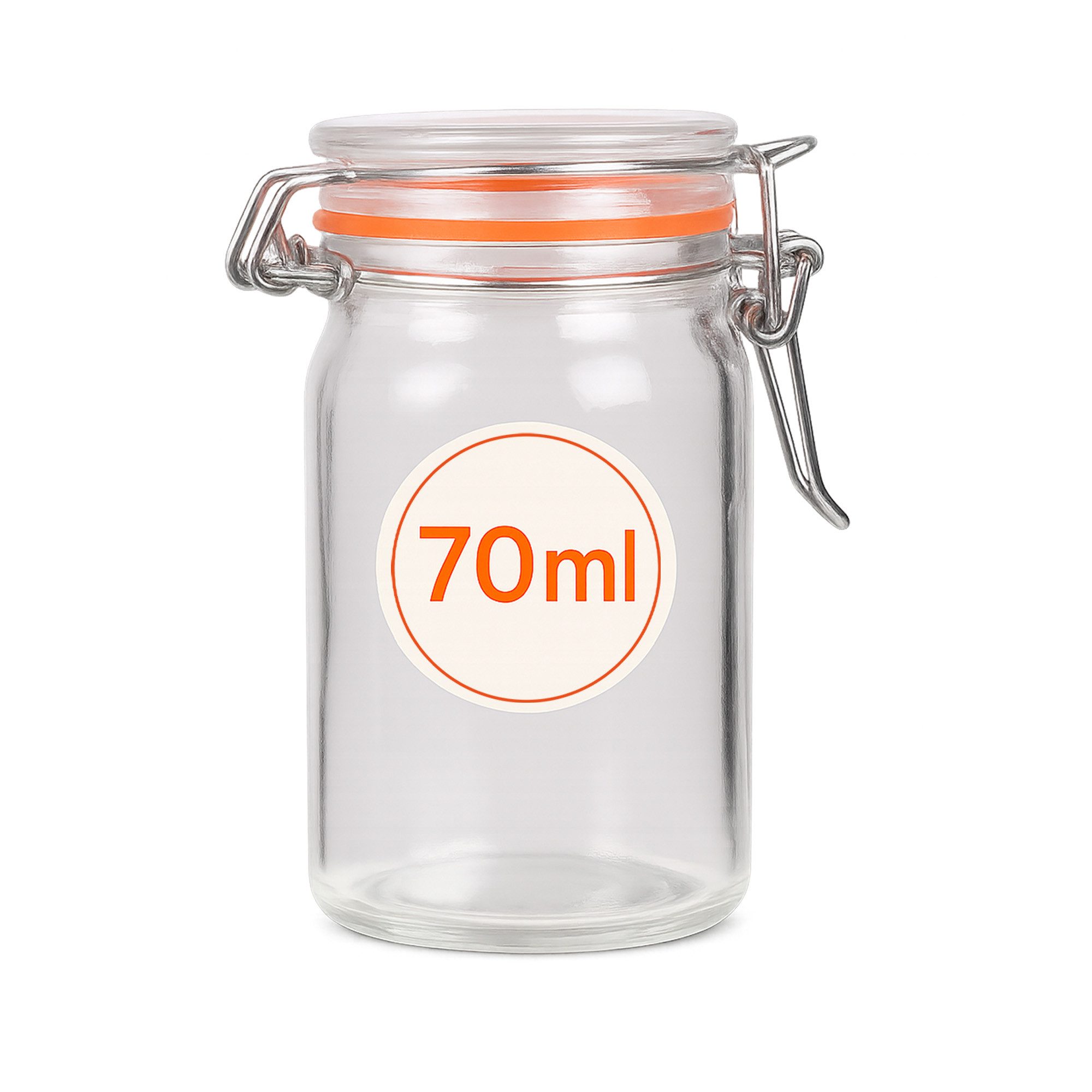 Bestlivings Einmachglas mit Bügelverschluss 70ml, Glas, (1-tlg), luftdicht, wiederverwendbar, spülmaschinengeeignet