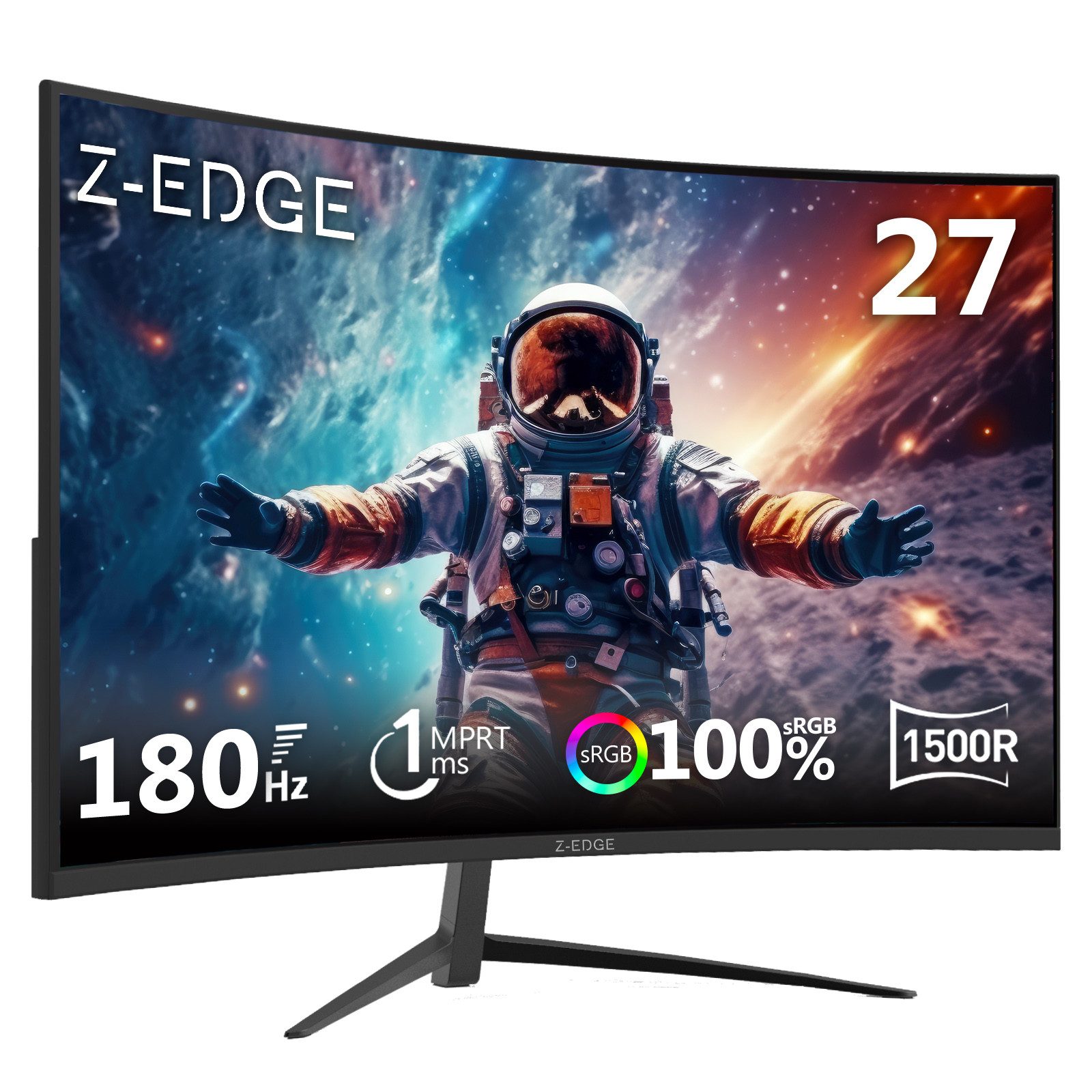 Z-EDGE LED Curved-Gaming-Monitor (69 cm/27 ", FHD 1920x1080 px, HD, 1 ms Reaktionszeit, 180 Hz, LCD, 1500R)