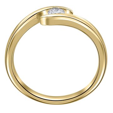 ONE ELEMENT Diamantring 0,05 ct Diamant Brillant Spannfassung Ring aus 585 Gelbgold, Damen Gold Schmuck Spannfassung