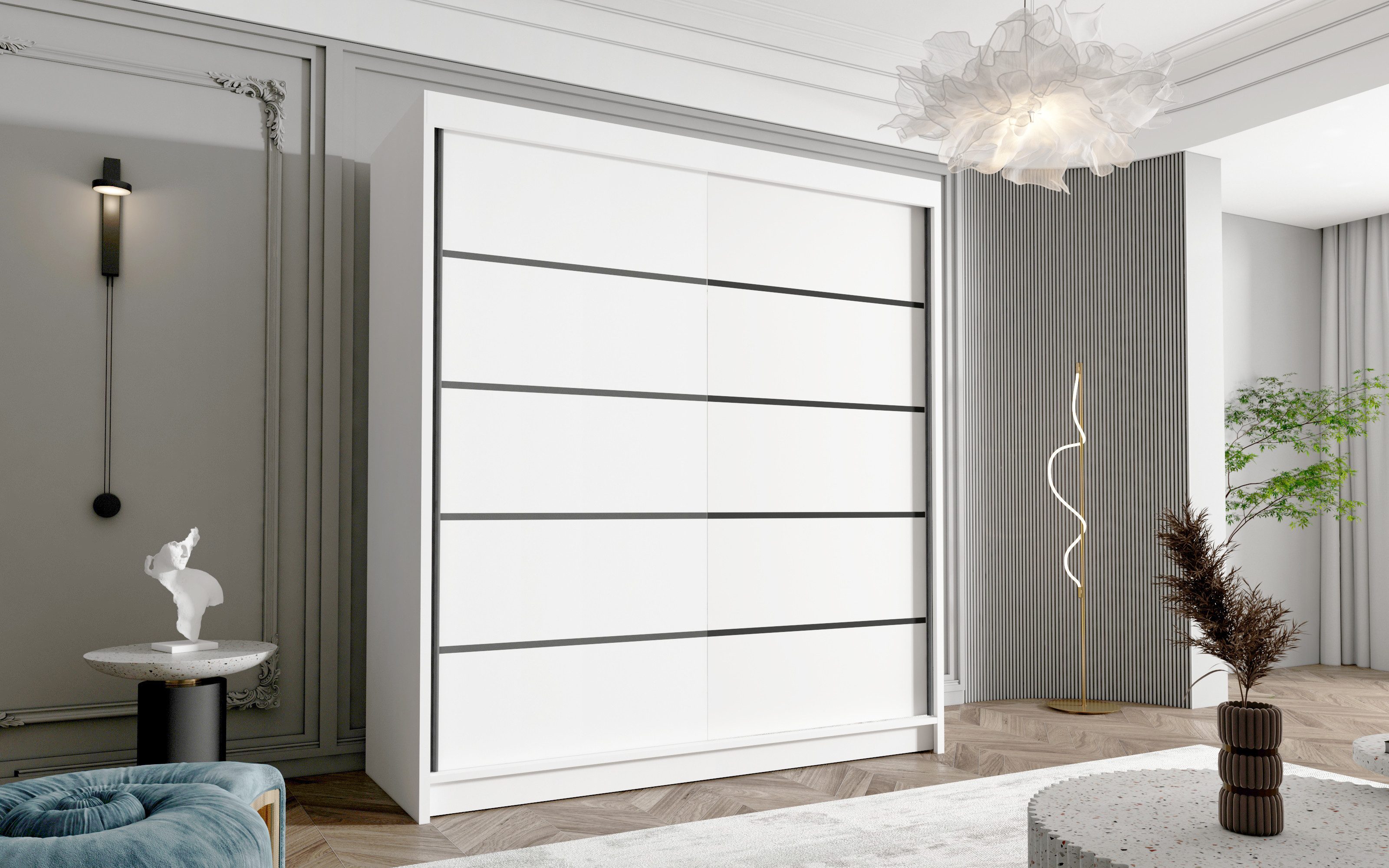 Sofnet Kleiderschrank Harry IV (mit Schiebetüren und Kleiderstange) Schwebe günstig online kaufen