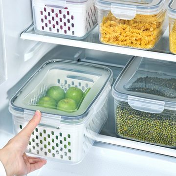 Juoungle Vorratsdose 3 Stück Frischeprodukt-Vorratsdosen mit Sieben,Kühlschrank Organizer