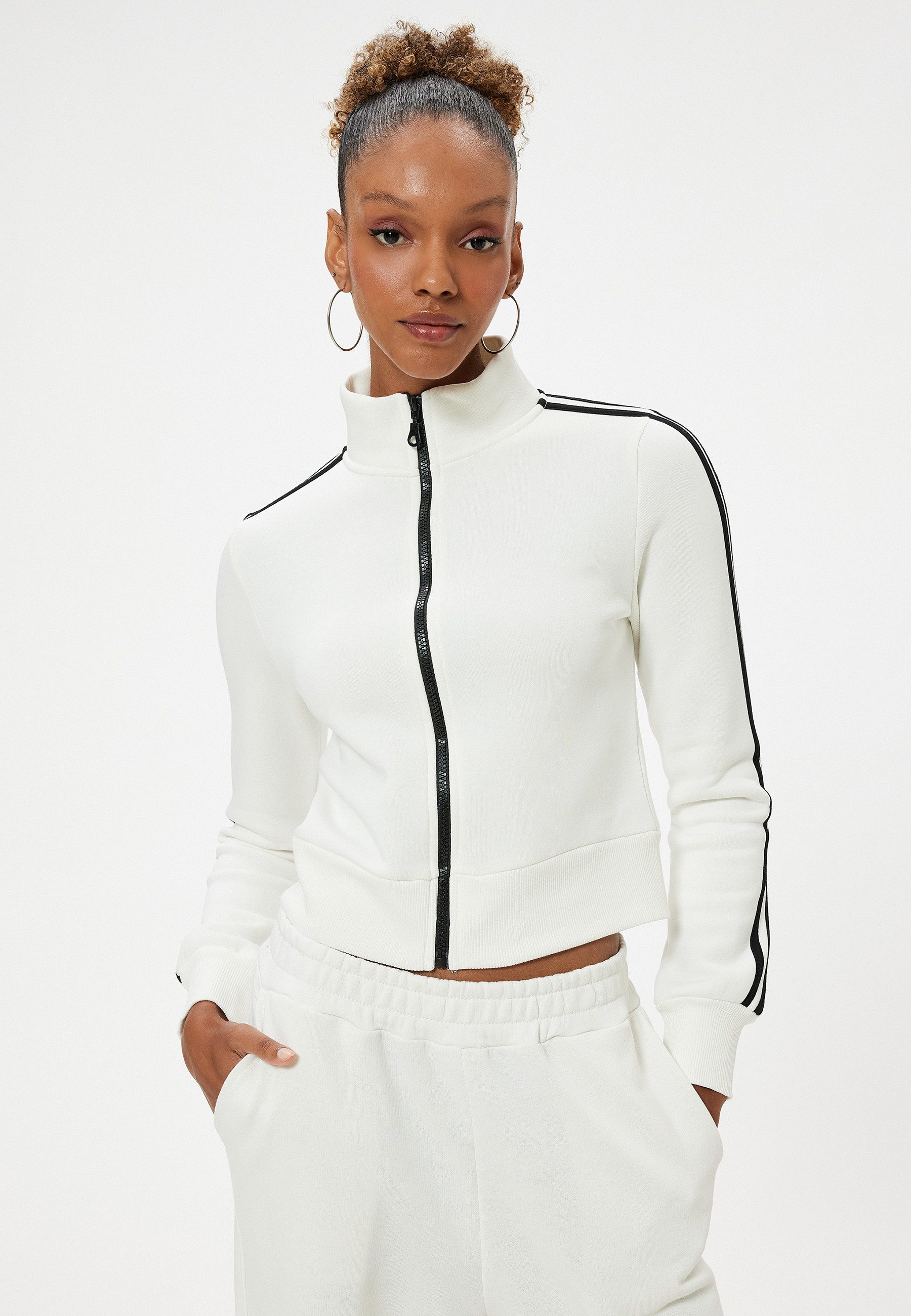 Koton Sweatshirt Vollreißverschluss Mit Schleifenband Detail