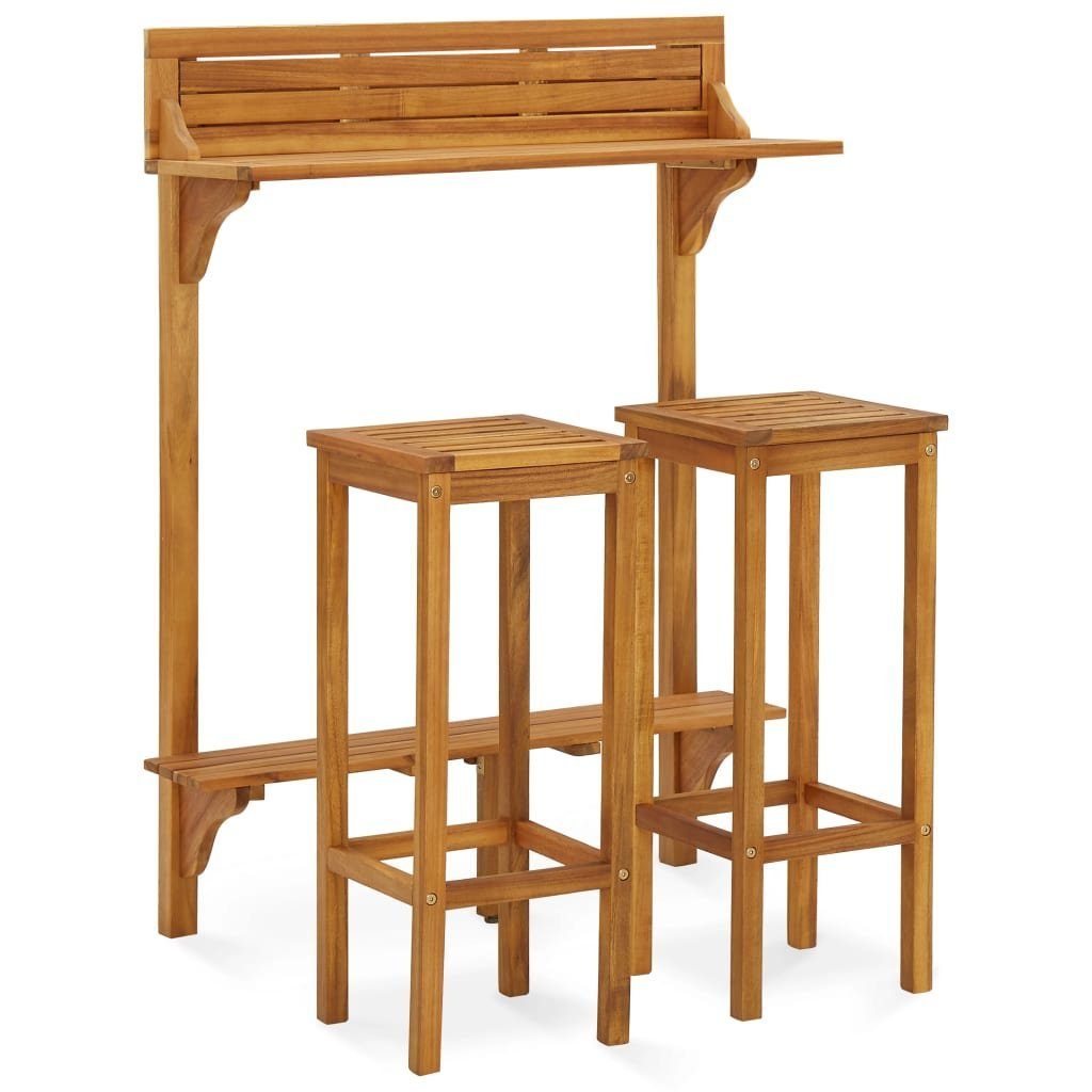 vidaXL Gartenlounge-Set 3-tlg. Balkon-Bar-Set Massivholz, (3-tlg)