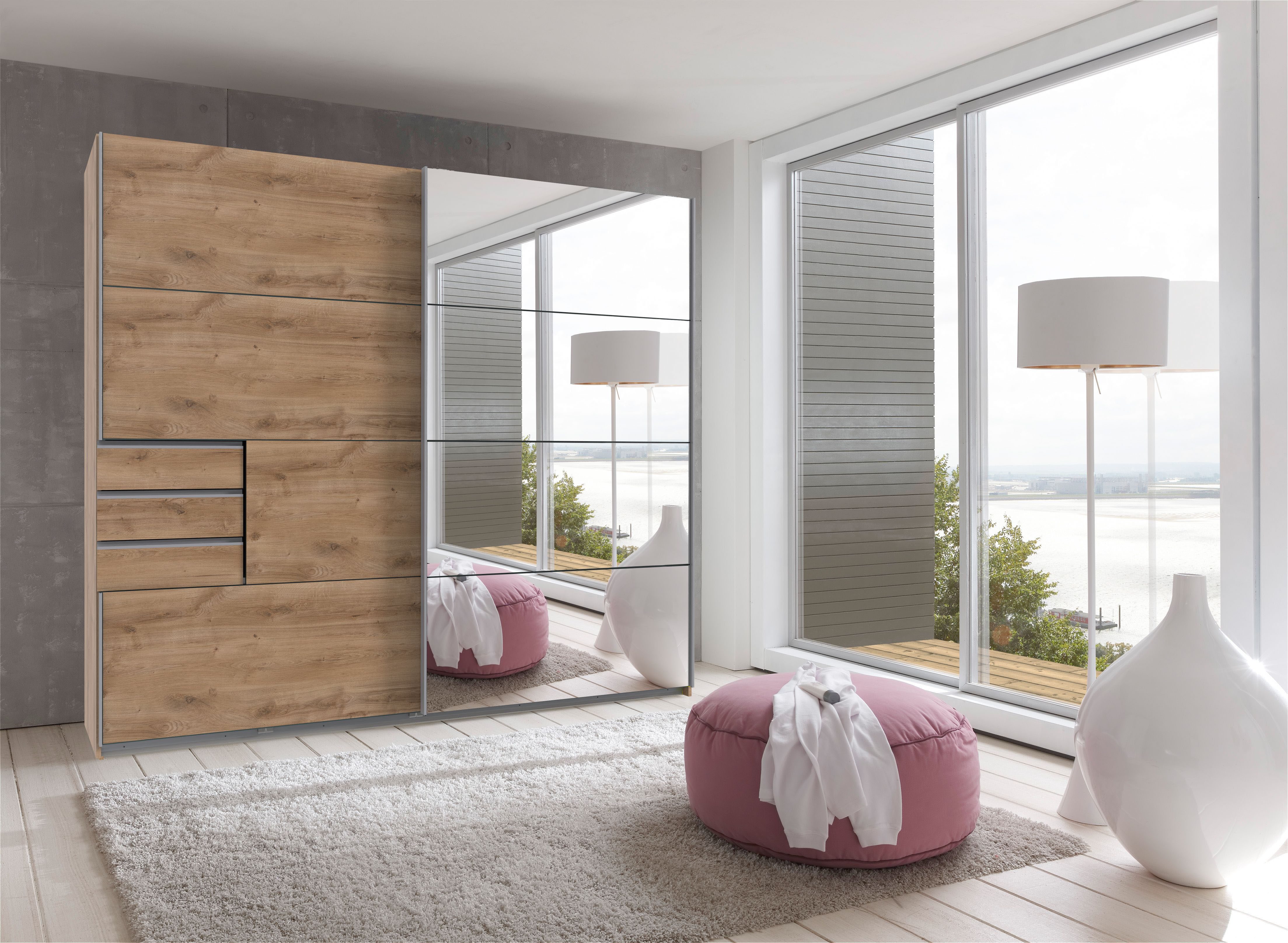 Wimex Schwebetürenschrank Saigon mit Spiegeltür, 2 Türen, 225cm breit – Bild 2 von 5