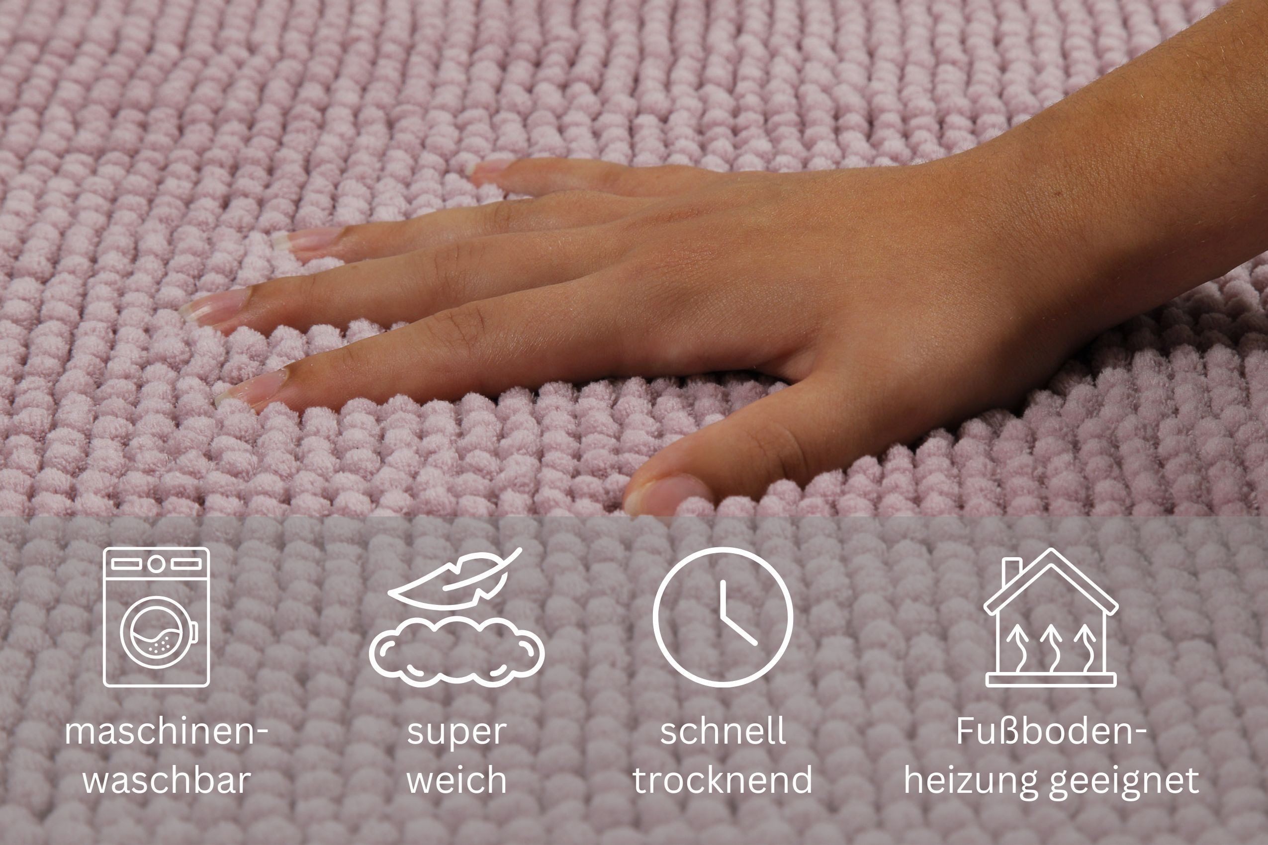OTTO home Badematte Kaelan, weicher Chenille, Höhe 14 mm, rutschhemmend beschichtet, fußbodenheizungsgeeignet, Polyester, rechteckig, Badvorleger, Badteppich weiches Chenille, pastellfarben, Badezimmer