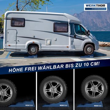 Werkthor Auffahrrampe WERKTHOR Auffahrkeile für Wohnmobil - [2er Set] Keile bis 13,5t (65 x 23 x 14 cm), Bis 13,5t