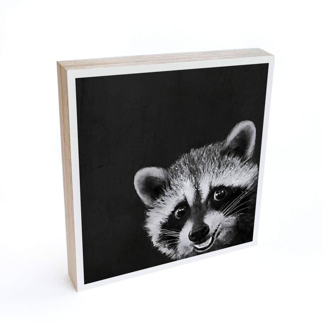 K&L Wall Art Holzbild Tischdeko Waschbär Holzbild Schild Kinderzimmer Deko, für Fensterbank