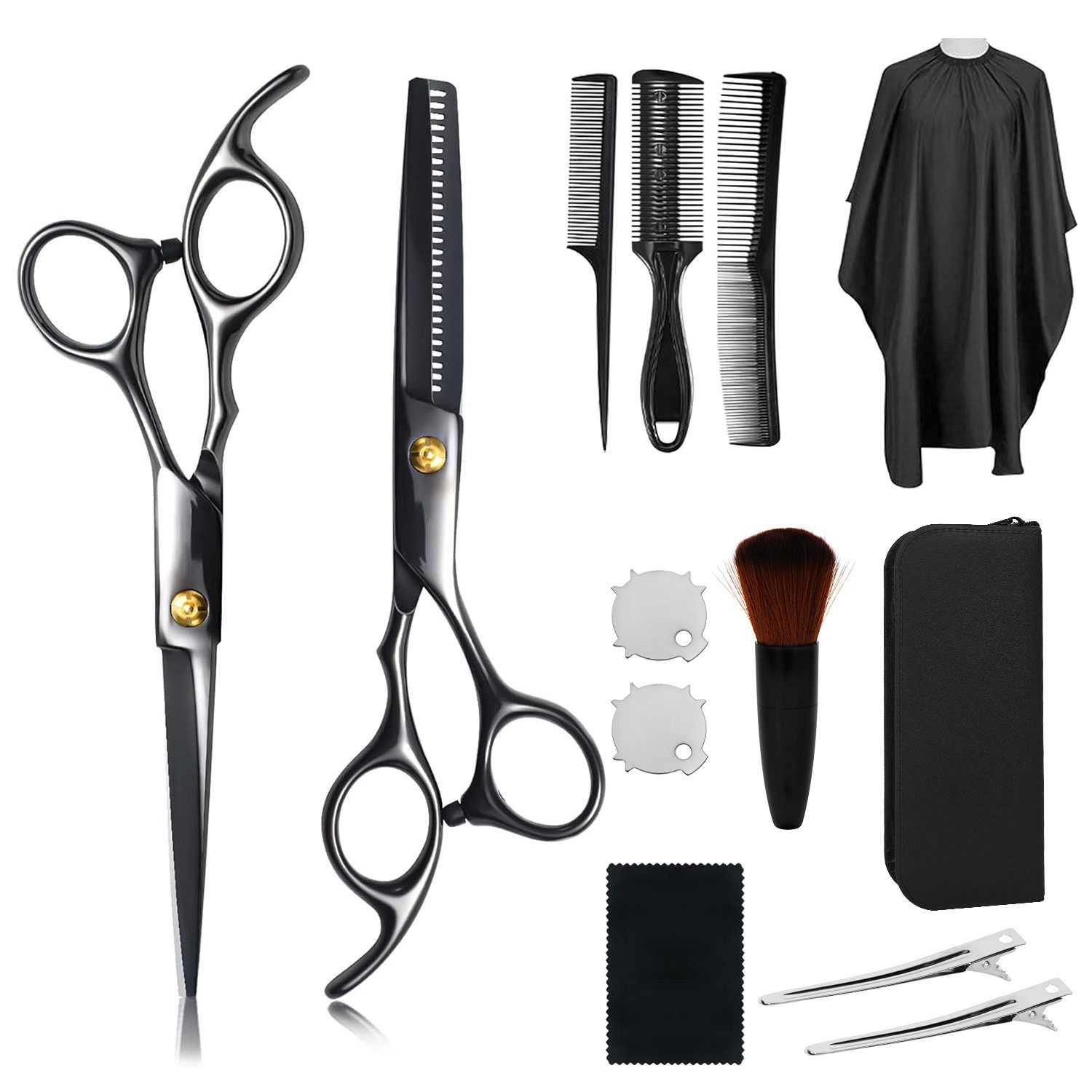 OSTWOLKE Haarschere 10er/13er Haarscheren-Set Friseurschere Haarschneideschere, (13-tlg), mit Friseurumhang