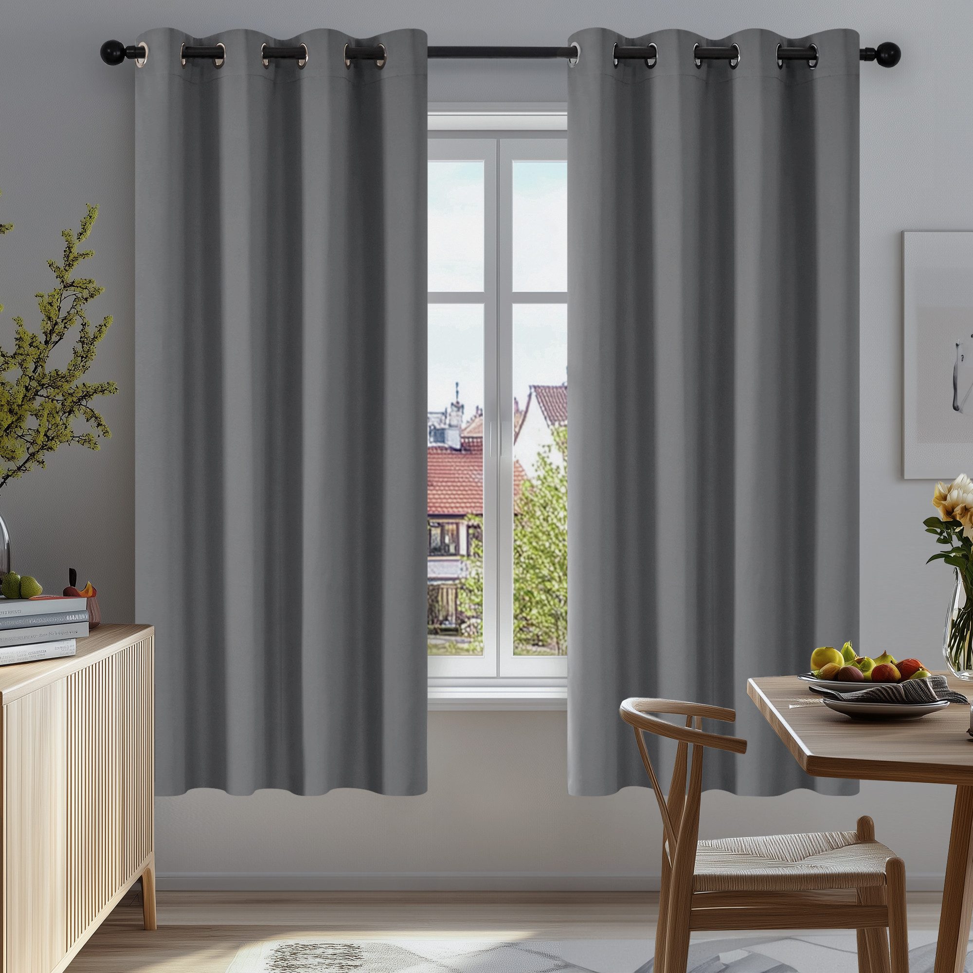 Deconovo Verdunkelungsvorhang Gardinen mit Ösen Blickdichte Vorhang Kälteschutz Schlafzimmer 2er Set, Blackout Curtain einfarbig Thermo Vorhang Verdunkelung Wärmeisolierend