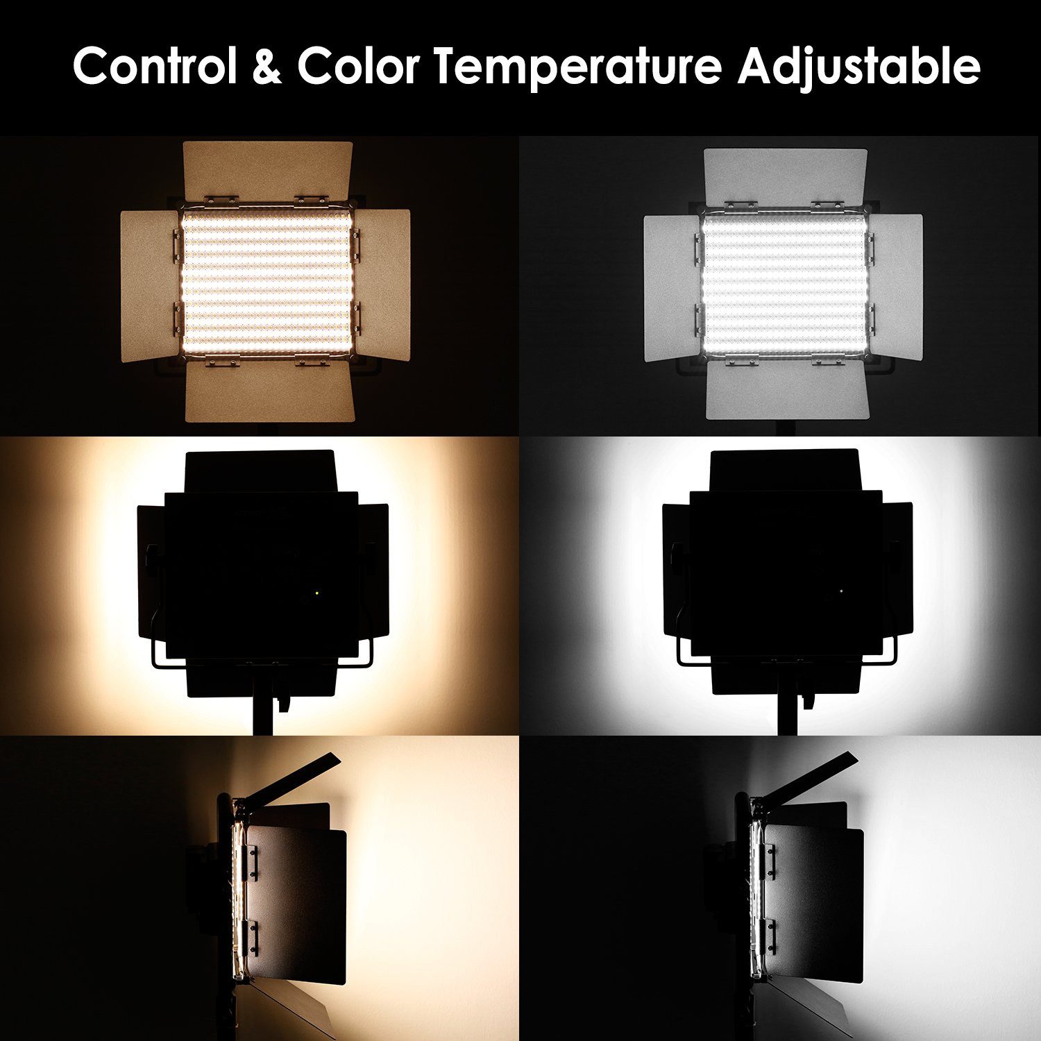 Neewer Videoleuchte NL660 Professionelle Metall LED Videoleuchte, Bicolor, Dimmbare, CRI96+, 3200-5600K, mit U Halterung und Barndoor, Fotolicht für Studio
