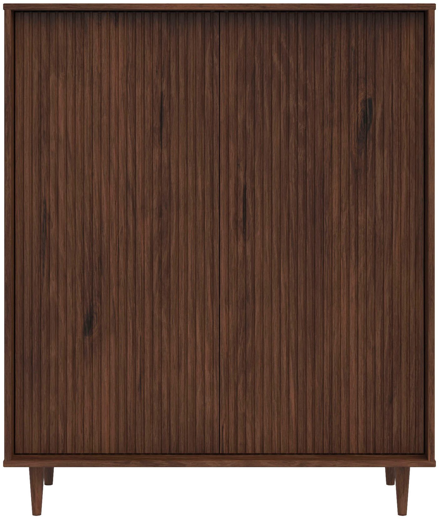 OTTO home Highboard Malmedy Front mit gefrästen Rillen, Kommode Midischrank aus massivem Kiefernholz, Push-to-open, B 100 cm