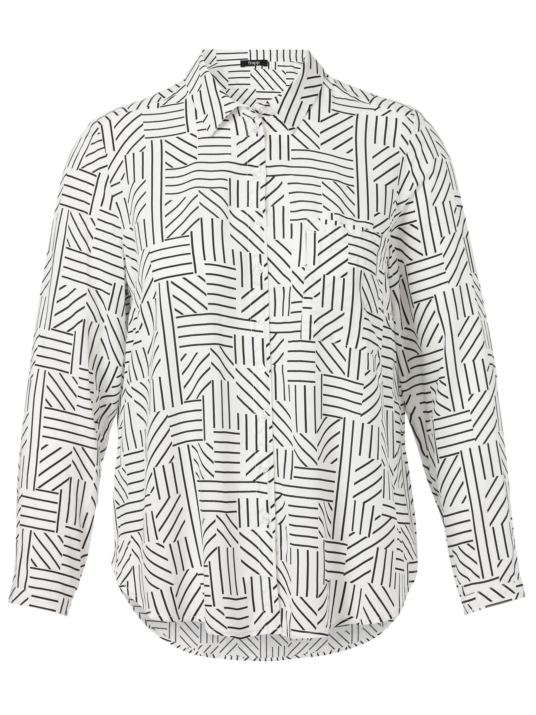 FRAPP Klassische Bluse mit grafischem Allover-Muster