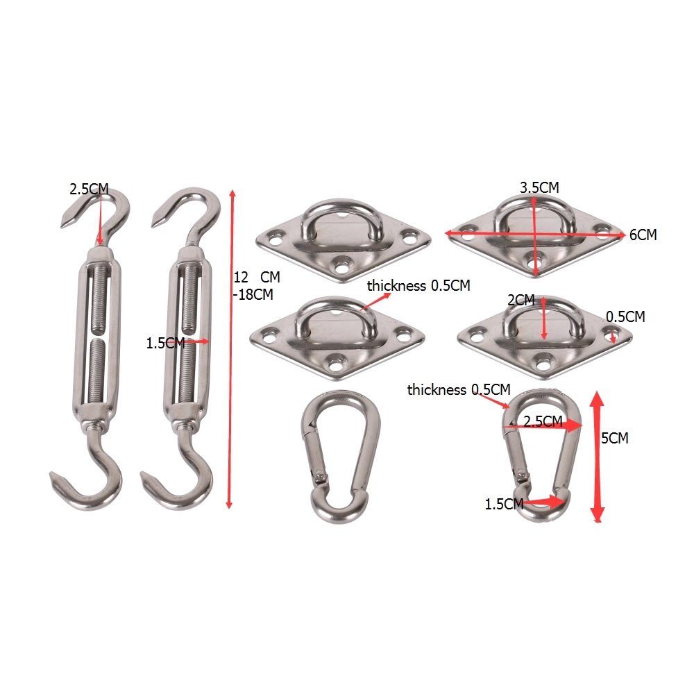 Sonnenschutz 8-Teilig Befestigungsset Sonnensegel Zubehör Montage Befestigungs-Set, Feel2Home, wiederverwendbar