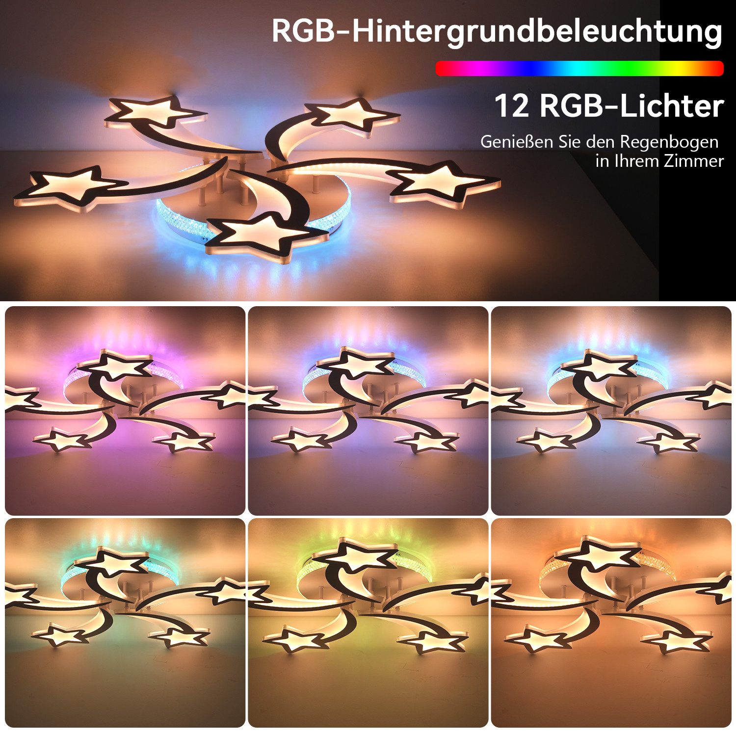 LETGOSPT Deckenleuchte Blütenform LED Deckenlampe 55W, günstig online kaufen