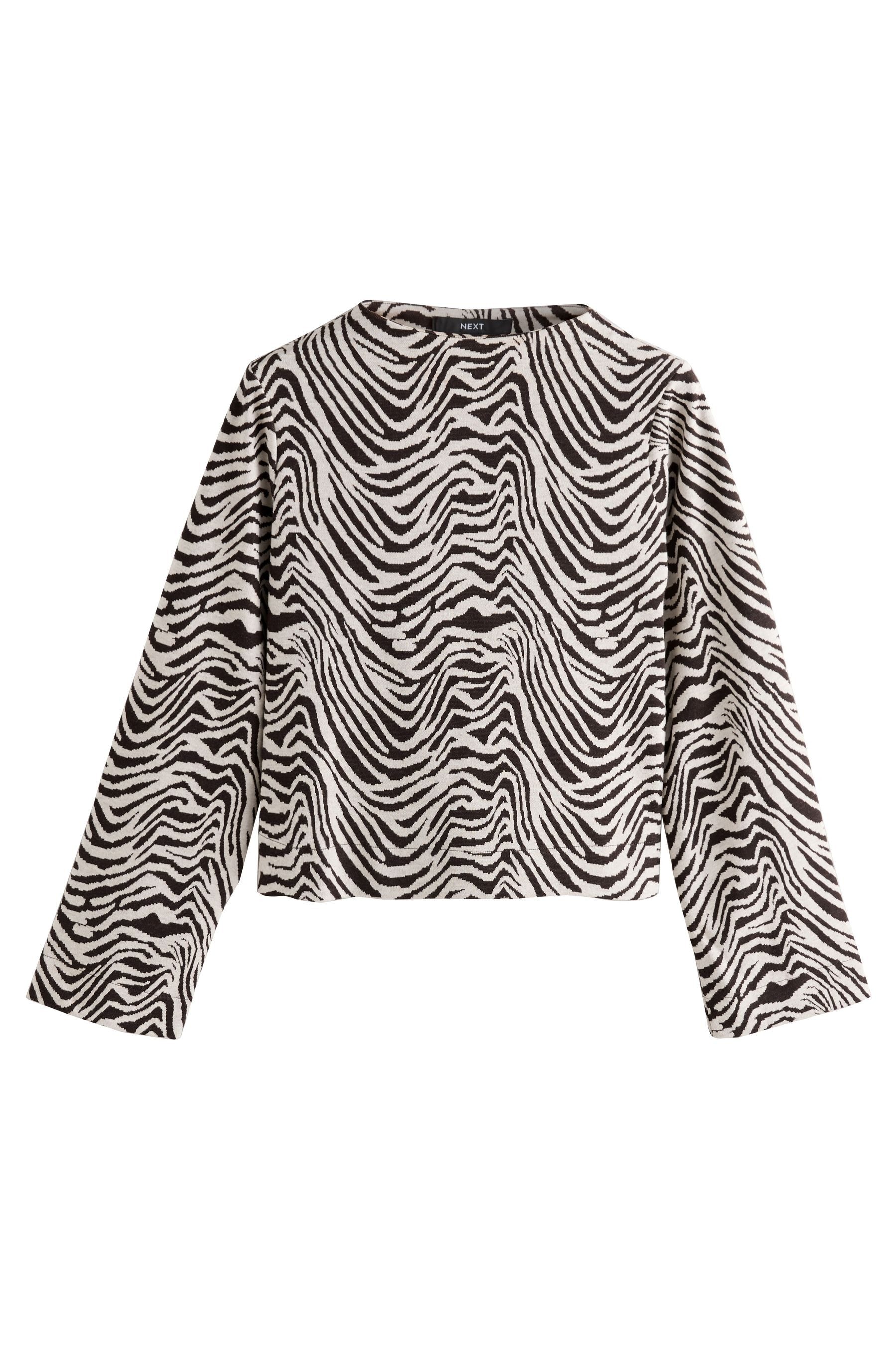 Blusenshirt Hochgeschlossenes, langärmeliges Jacquard-Oberteil