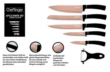 KESSMANN Messer-Set Profi Küchenmesser Set 6 teilig scharf Messerset + Messerbox Knife (Set, 6-tlg., Messerblock Organizer Kochbesteck Küchen Utensilien Messer Set), Kochmesser Fleischmesser Santokumesser Schälmesser Allzweckmesser