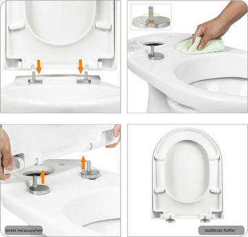 EUGAD WC-Sitz (1-St), Toilettendeckel mit Absenkautomatik D Form Weiß
