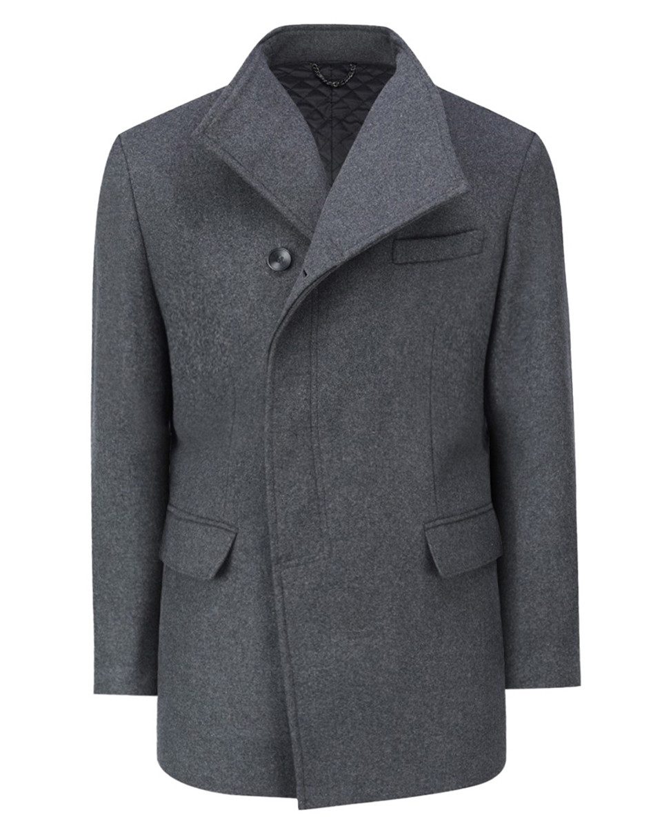 Allthemen Wollmantel mit Reverskragen Wintermantel Warm Slim Fit Herrenmantel
