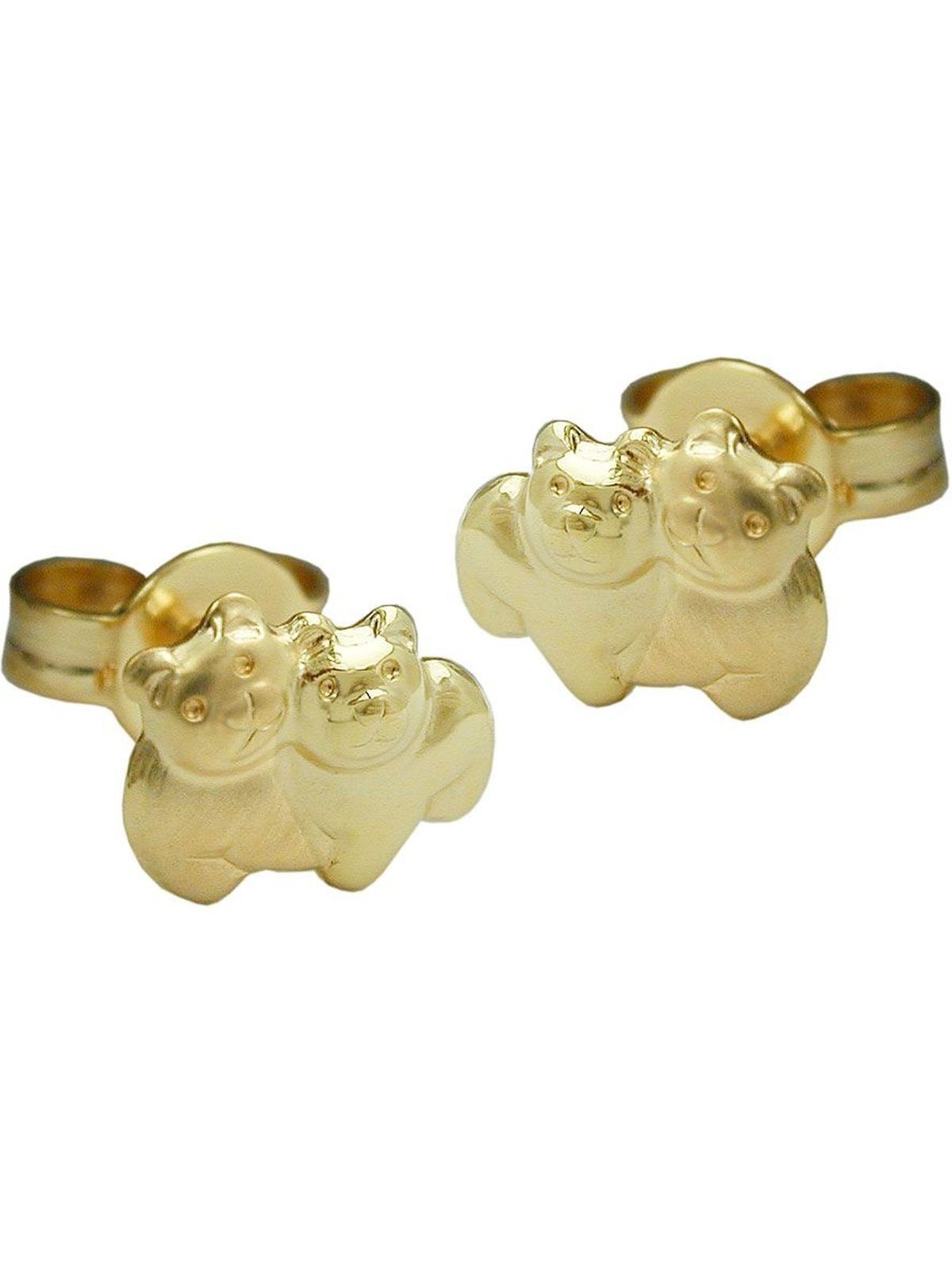Gallay Paar Ohrstecker Ohrring 6x8mm Bärenpaar matt-glänzend 9Kt GOLD (1-tlg)