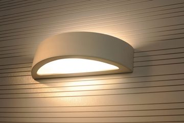 Licht-Erlebnisse Wandleuchte KERAMIKLEUCHTE, ohne Leuchtmittel, Gipslampe Wand Weiß Keramik bemalbar Hotel Flur Lampe