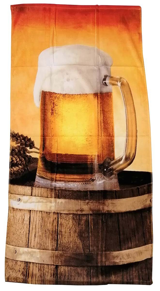 Jerry Fabrics Badetücher Biermotiv Handtuch Strandtuch Bier mit Fass 70x140 günstig online kaufen