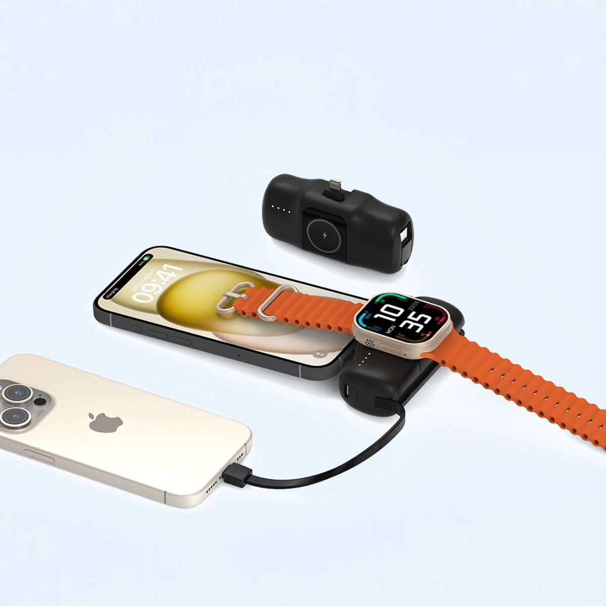 Wozinsky WF16-YLS Mini Powerbank 5000 mAh (5 V), kompatibel mit Apple Watch, induktives Laden, Mehrfachanschluss – Bild 4 von 5