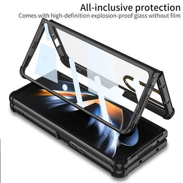 Wigento Handyhülle Für Samsung Galaxy Z Fold4 5G 360 Grad Schock Vollschutz Cover Handy Tasche Hülle Etuis Transparent