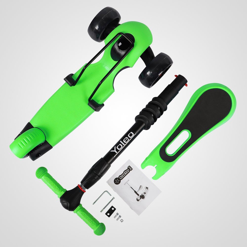 YOLEO Scooter 3 in 1 Kinder Roller Scooter mit Sitz LED Räder ab 2 Jahre