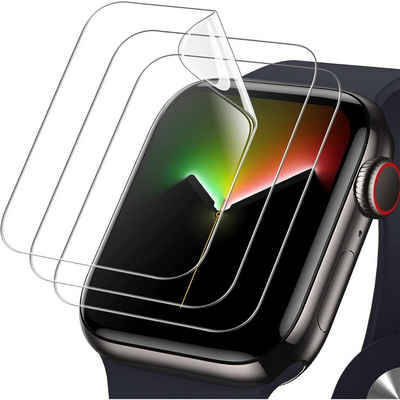 CoolGadget TPU Silikon Panzerfolie für Apple Watch 7 / 8 / 9 mit 45mm Gehäuse, Displayschutzfolie, 2in1 Set, Schutzfolie Display Schutz Folie klar