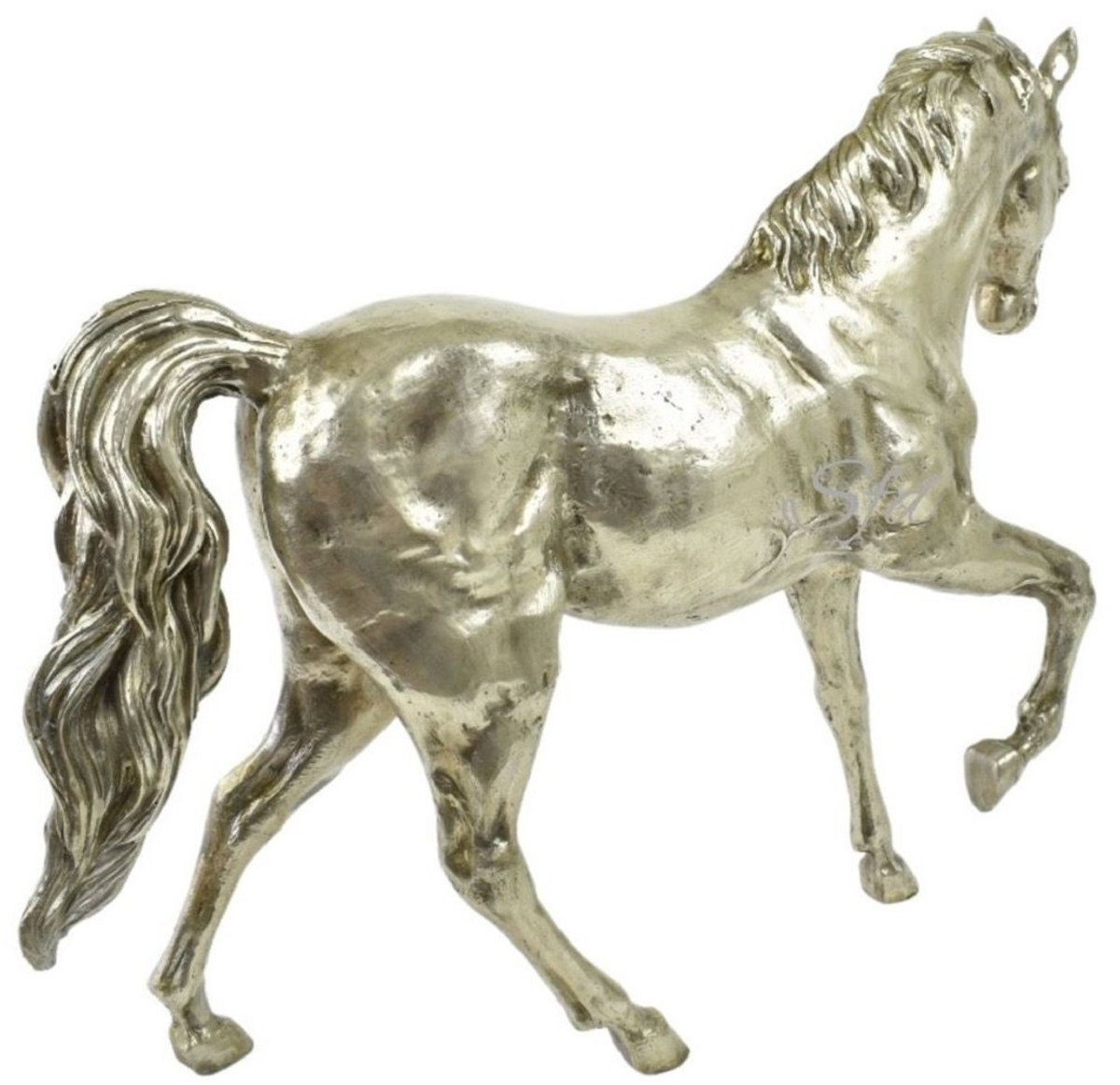 Silber H. x 80 - cm Deko - Skulptur Padrino x Kollektion - 20 Dekofigur - Pferd Luxus Accessoires Bronzefigur Dekofigur 70 Casa Bronze Luxus