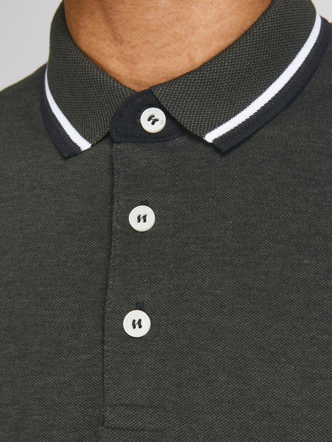 Poloshirt & Jack Pique (1-tlg) Kragen Cotton Hemd in Sommer Dunkelgrün Shirt Jones JJEPAULOS Polo 3613