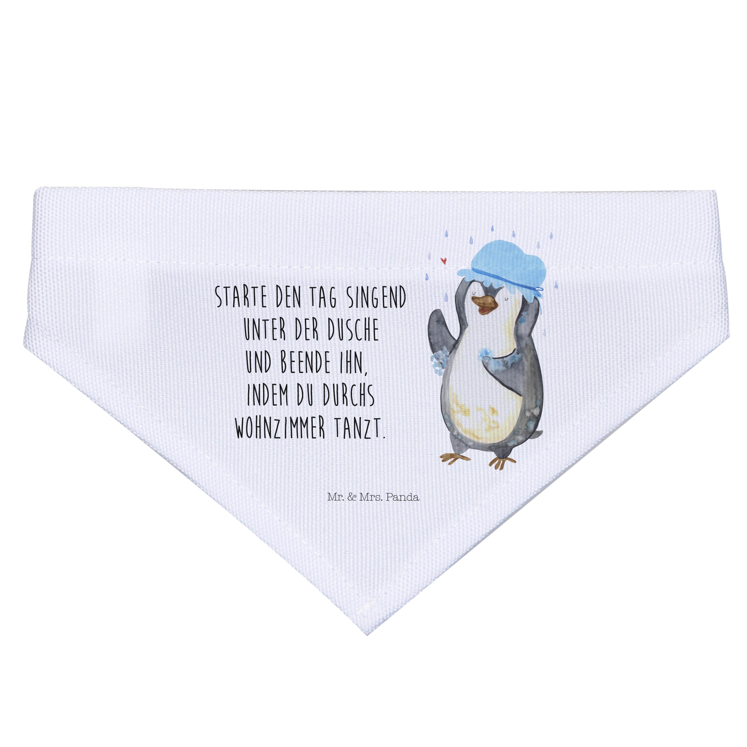 Mr. & Mrs. Panda Hundefliege Pinguin Duschen, Hundehalstuch L, Weiß, Pinguine, Singen, Motivation, Polyester