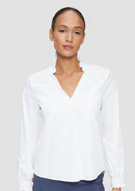 s.Oliver BLACK LABEL Langarmbluse Bluse mit gerüschtem Kragen und gesmokten günstig online kaufen