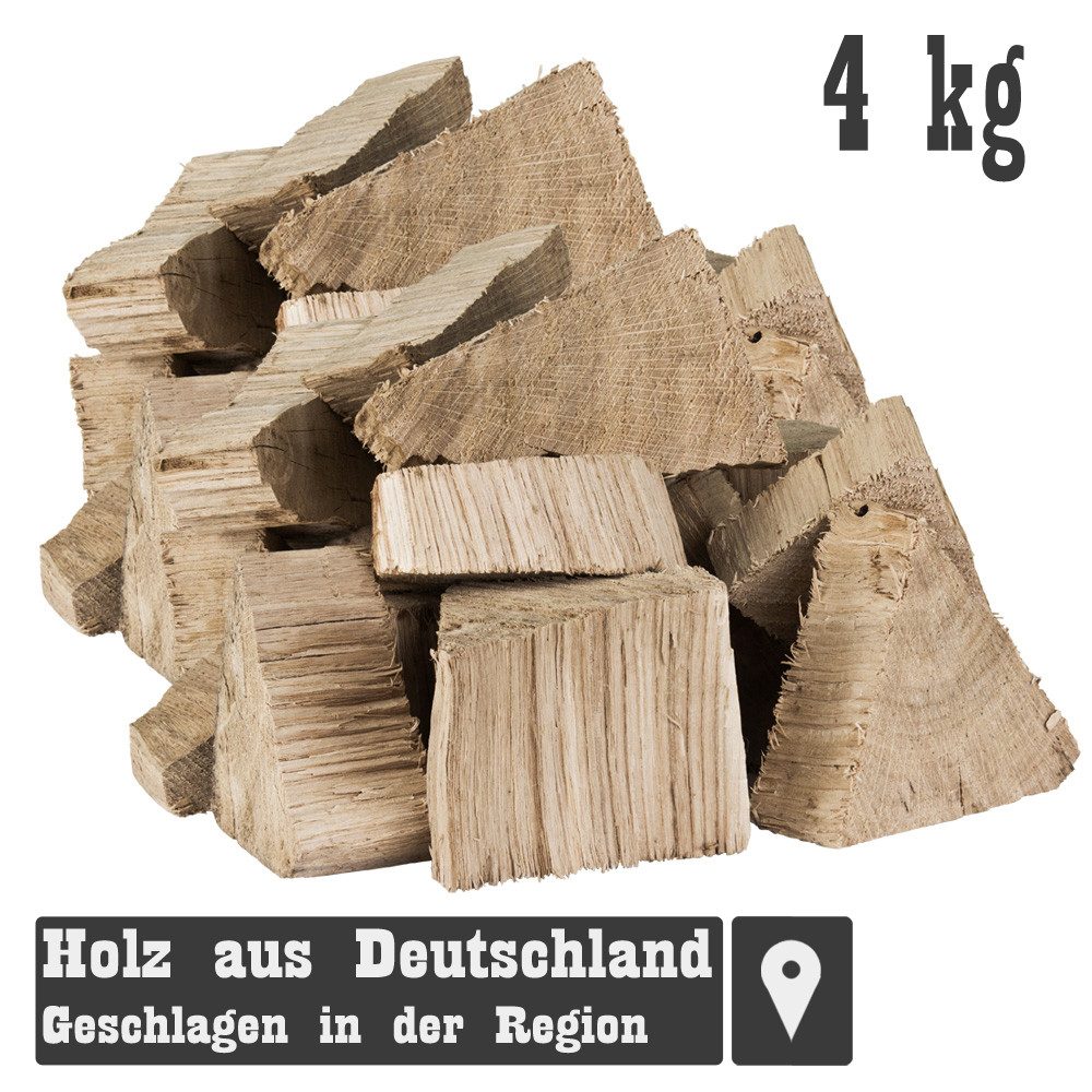 Grillmaster Räucherspäne Räucherklötze 4kg Eiche Chunks Räuchern Smoken BBQ Grill Feuer, 4 kg